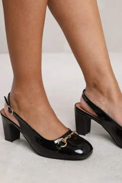 'Serena' Block Heel With Metal Detail And Slingback Buckle Strap