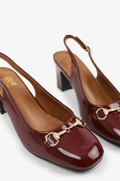 'Serena' Extra Wide Fit Block Heel With Metal Detail And Slingback Buckle Strap