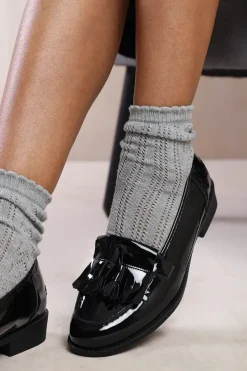 'Shaisha' Extra Wide Fit Flatform Slip On Loafers Shoes With Tassle