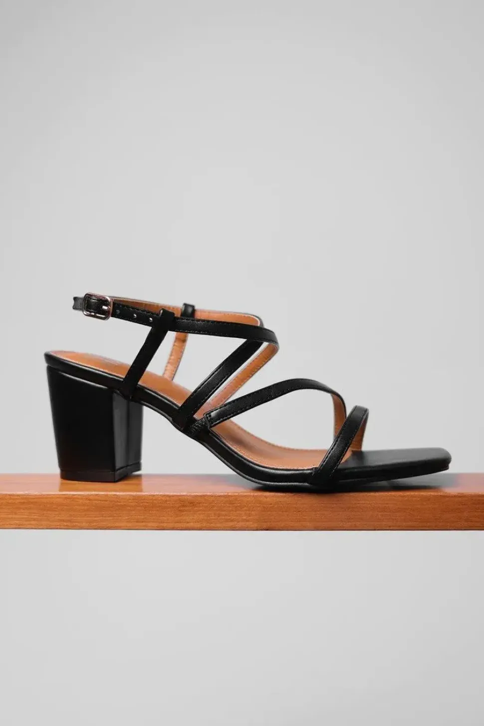 'Sidra' Extra Wide Fit Mid High Block Heel Sandals With Cross Over Strap