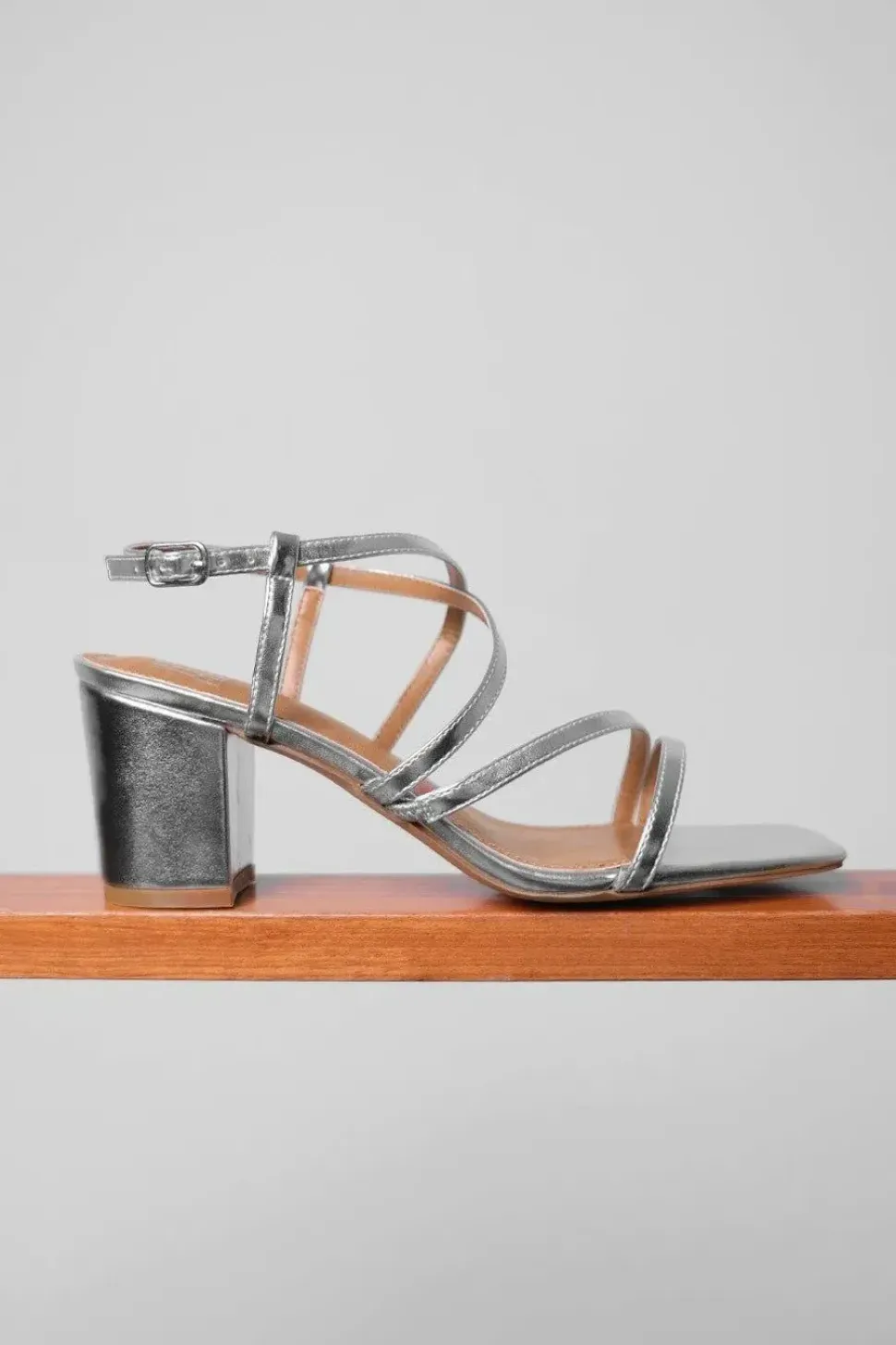 'Sidra' Mid High Block Heel Sandals With Cross Over Strap