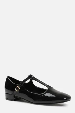 'Singapore' Low Heel With T Strap And Buckle Detail