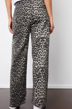 'Soleil' Printed Wide Leg Denim Jeans