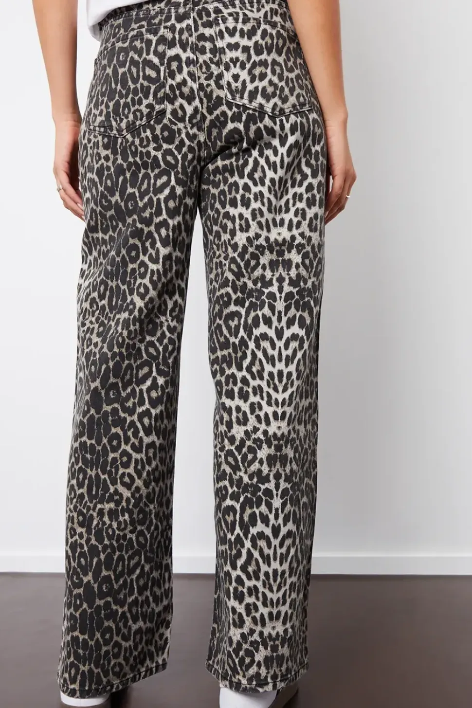 'Soleil' Printed Wide Leg Denim Jeans