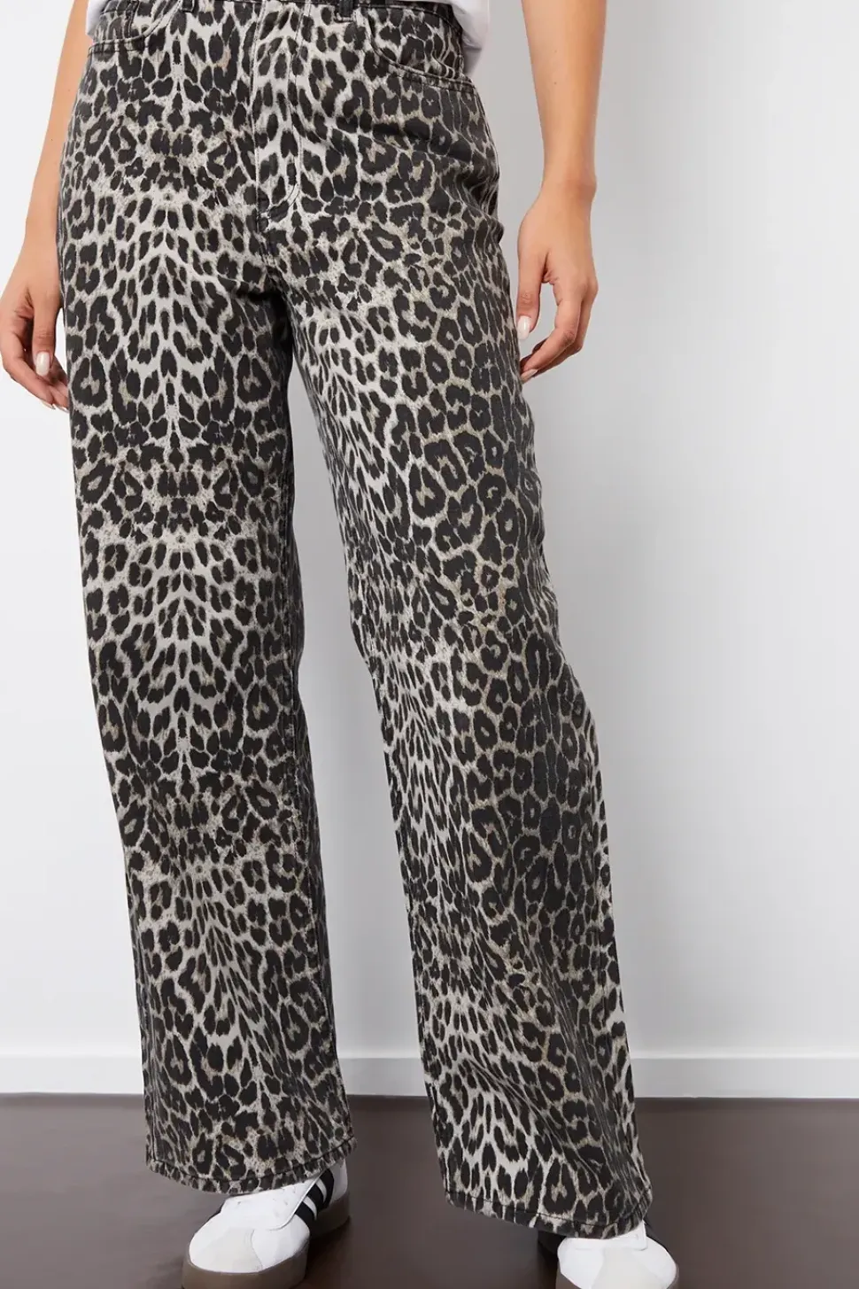 'Soleil' Printed Wide Leg Denim Jeans