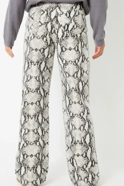 'Soleil' Snake Print Wide Leg Denim Jeans
