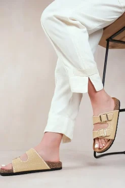 'Sunset' Double Strap Flat Sandals With Buckle Detail