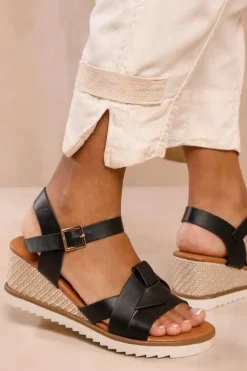 'Sydney' Wedge Shoes With Front Strap Detail