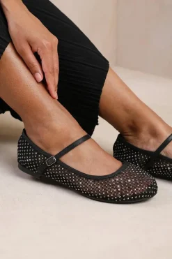 'Tennessee' Wide Fit Diamante Detail Pump With Strap