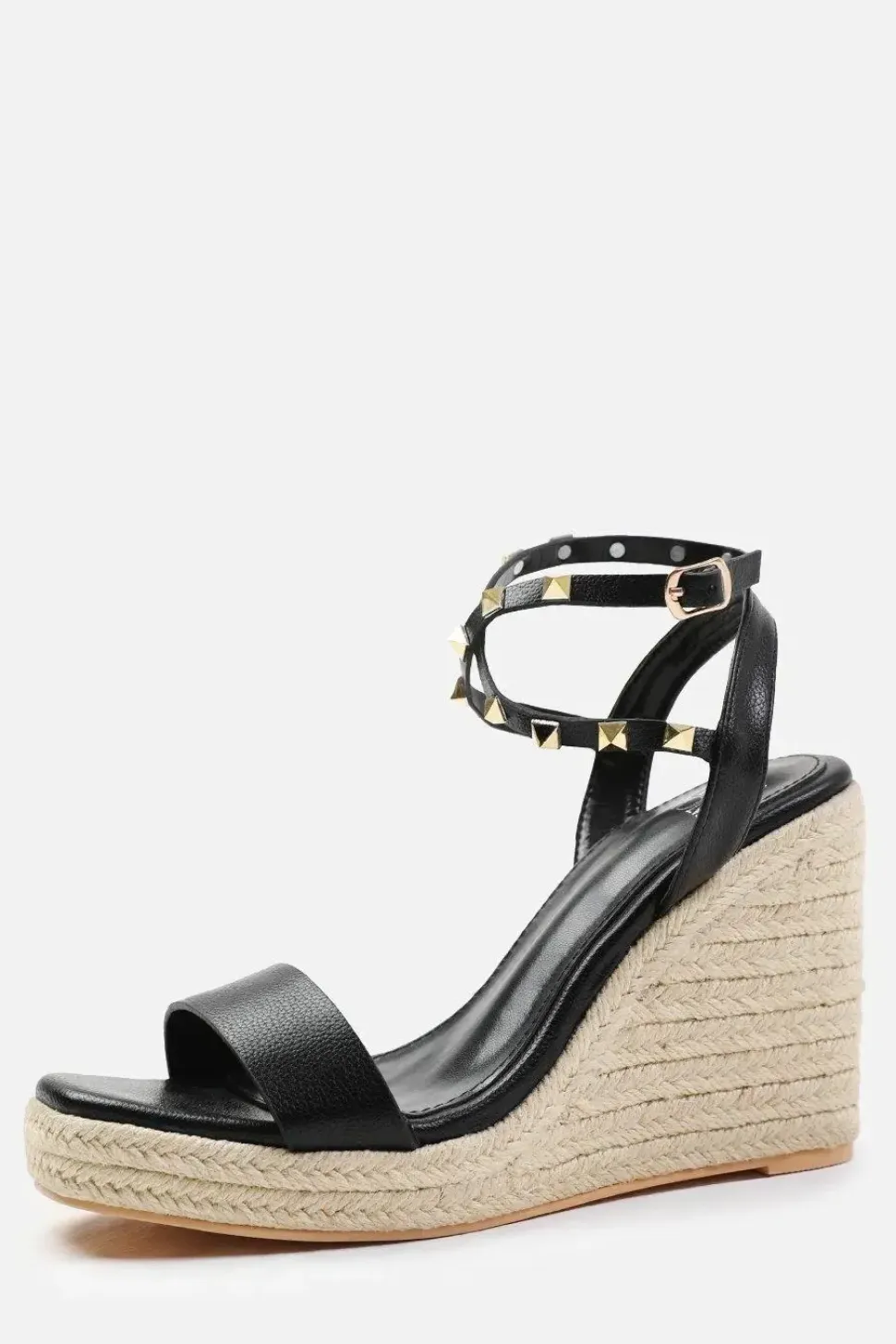 'Texas' Cross Over Ankle Strap With Studd Detail Espadrille Wedges