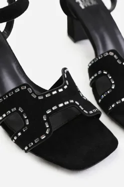 'Tinsley' Wide Fit Low Block Heel With Cut Out Detailing And Diamantes