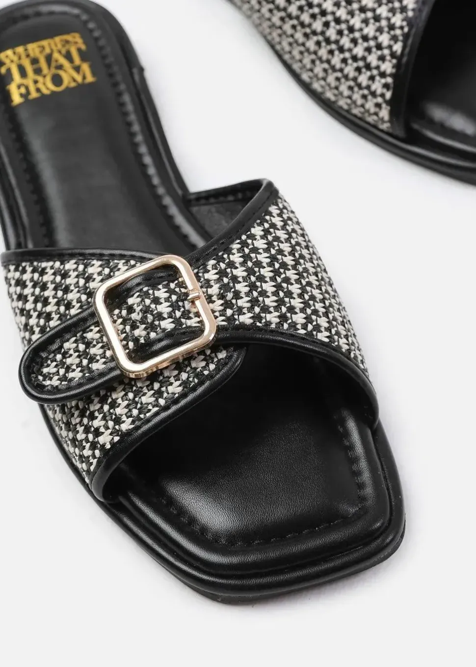 'Vermont' Front Buckle Raffia Sliders