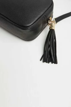'Verona' Crossbody Tassel Bag with Dark Leopard Strap