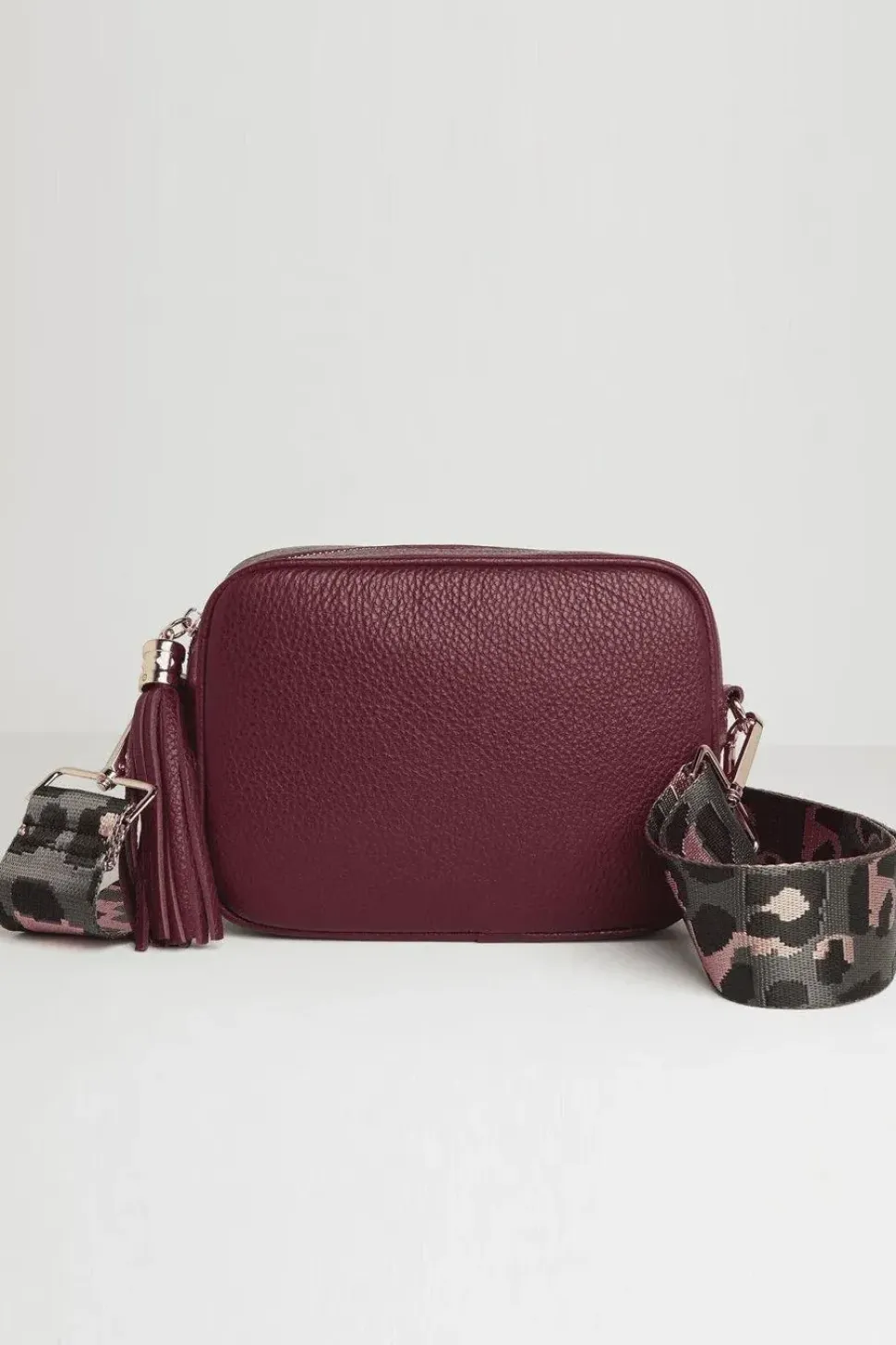 'Verona' Crossbody Tassel Bag With Dark Leopard Strap