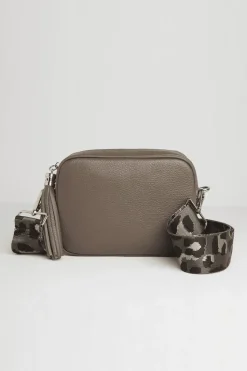 'Verona' Crossbody Tassel Bag With Dark Leopard Strap