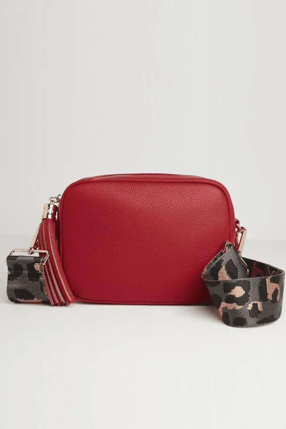 'Verona' Crossbody Tassel Bag With Dark Leopard Strap