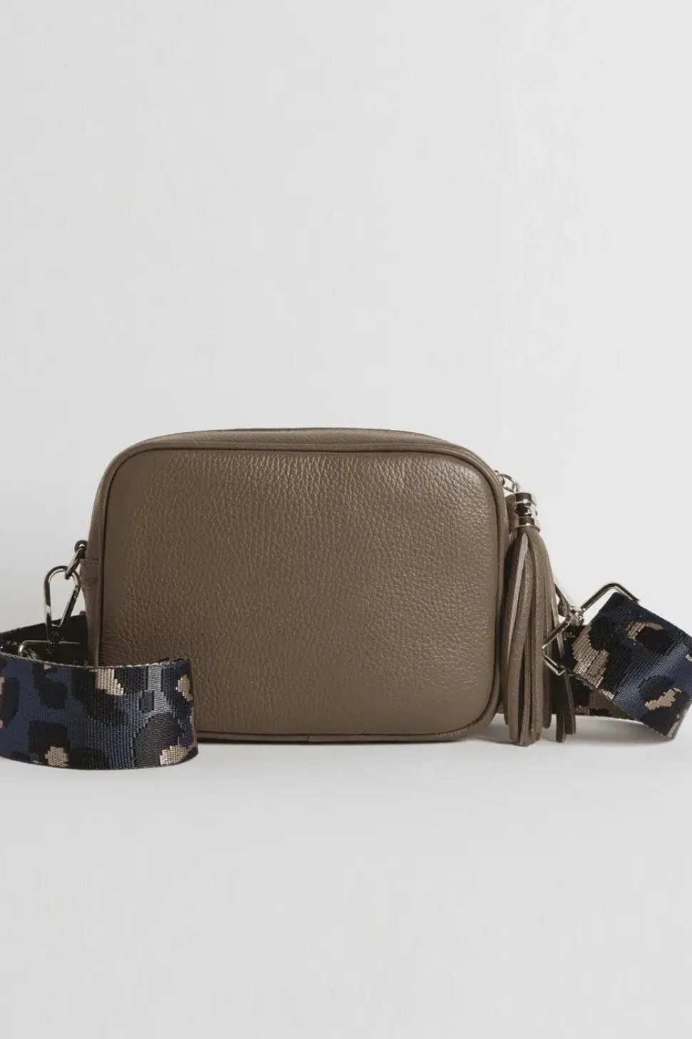 'Verona' Crossbody Tassel Bag With Leopard Strap