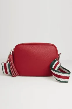 'Verona' Crossbody Tassel Bag With Stripe Strap