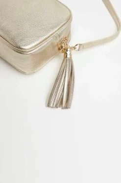 'Verona' Crossbody Tassel Bag with Stripe Strap