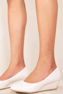 'Vienna' Wide Fit Platform Low Wedge Mid Heel Court Shoes