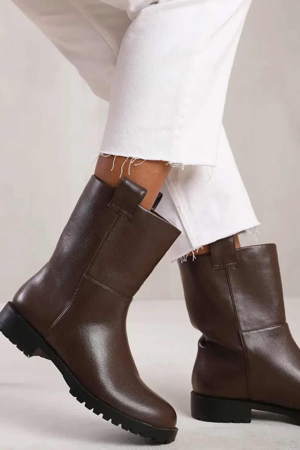 'Winter' Wide Fit Mid Calf Boot With Stitching Detail
