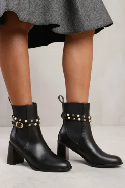 'Zelda' Ankle Boot With Pearl And Stud Detailing