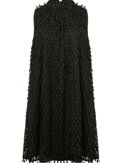 Zafia Black Textured Shift Dress-