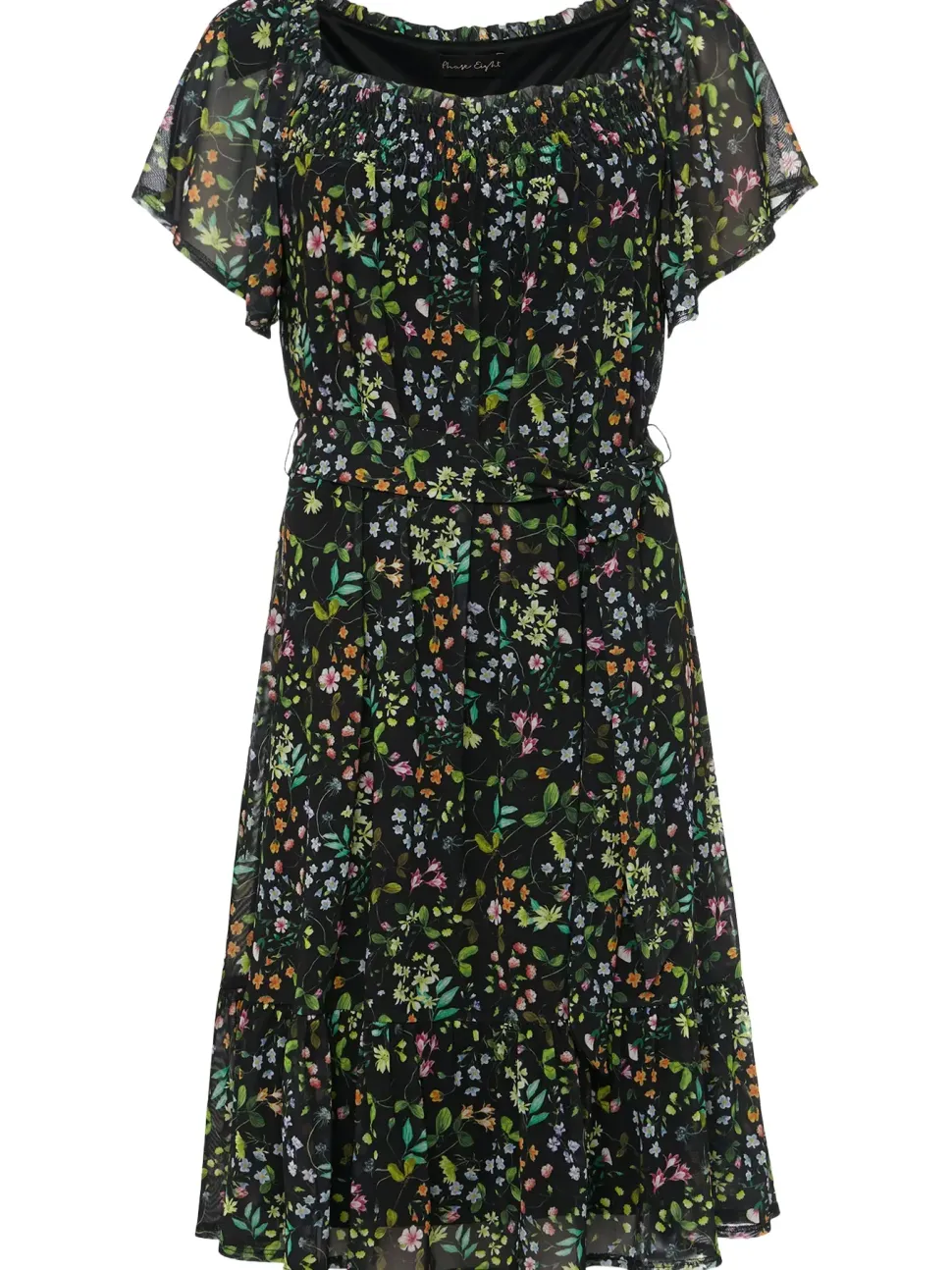 Zaylah Shirred Floral Mesh Dress-