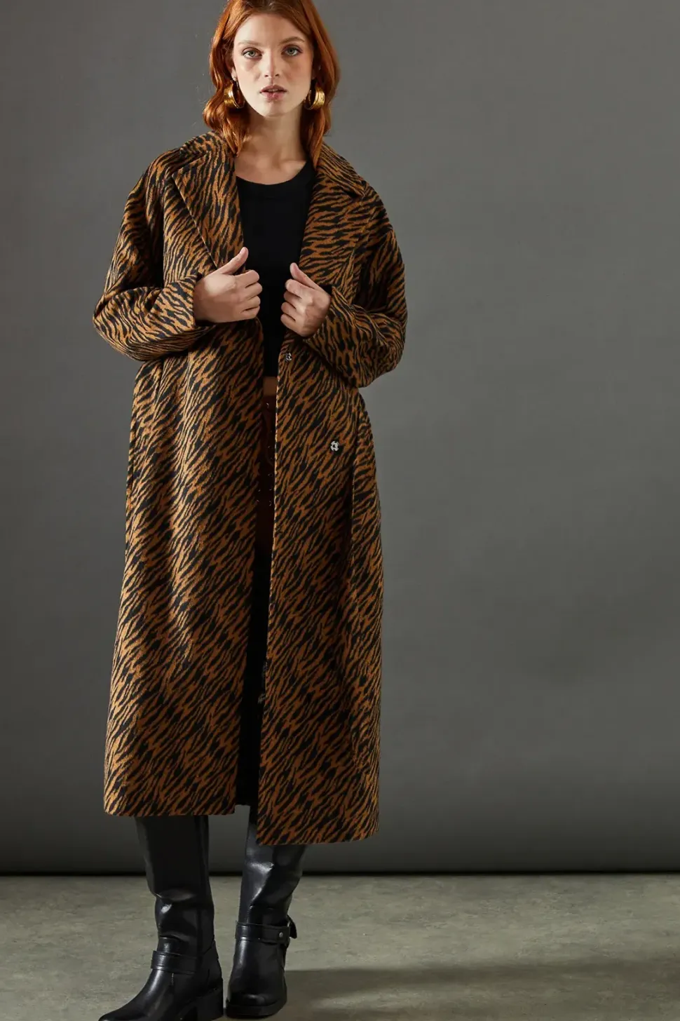 Zebra Belted Wrap Coat