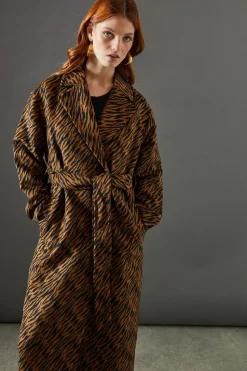 Zebra Belted Wrap Coat