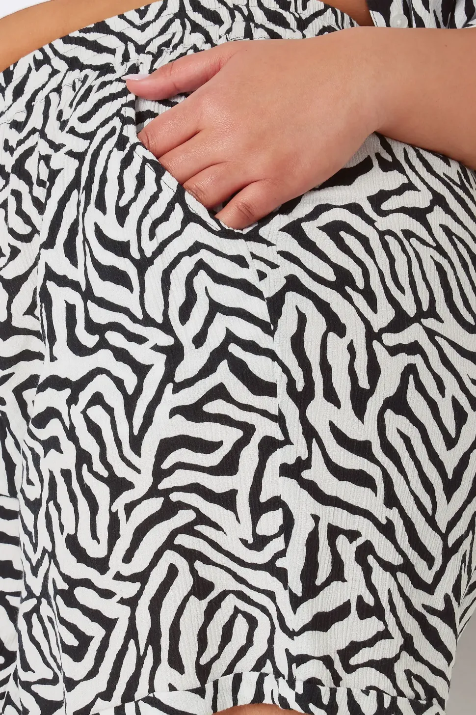 Zebra Print Crinkle Shorts
