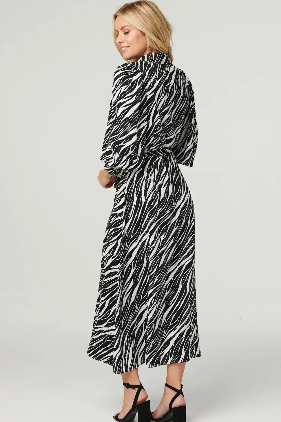 Zebra Print Puff Sleeve Dress