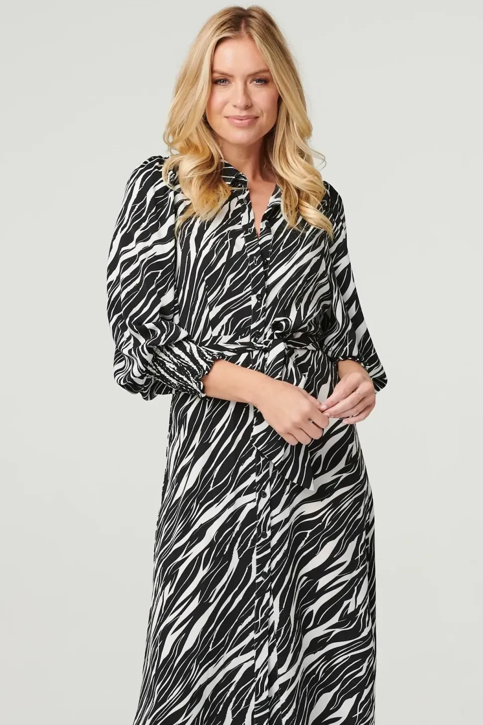 Zebra Print Puff Sleeve Dress