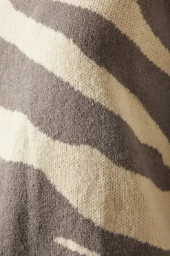 Zebra Roll Neck Asymmetric Hem Tunic