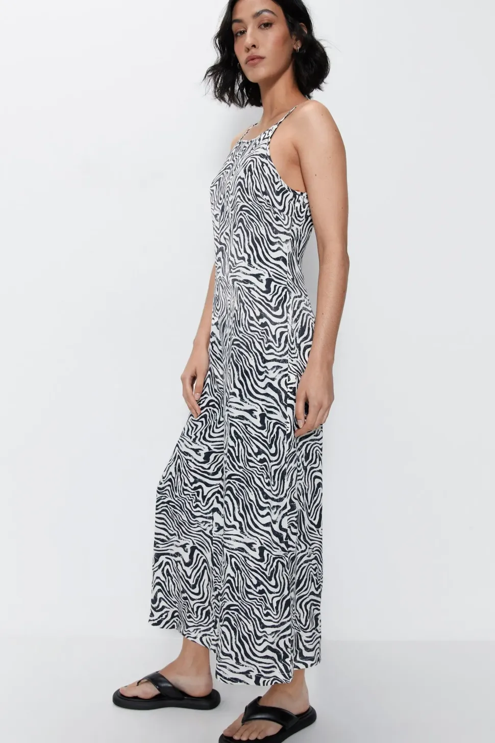 Zebra Satin Wide Leg Jumpsuit