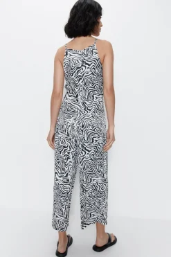 Zebra Satin Wide Leg Jumpsuit