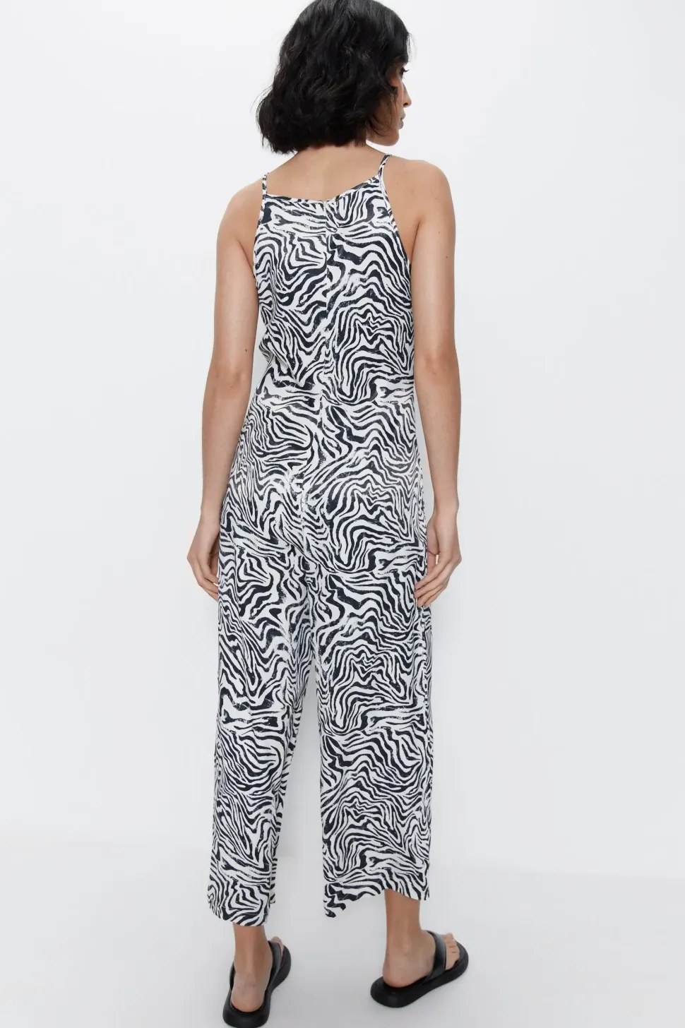 Zebra Satin Wide Leg Jumpsuit