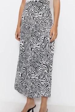 Zebra Satin Wrap Skirt