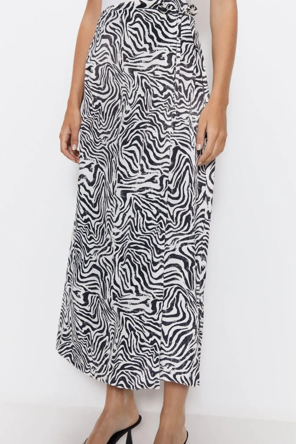 Zebra Satin Wrap Skirt