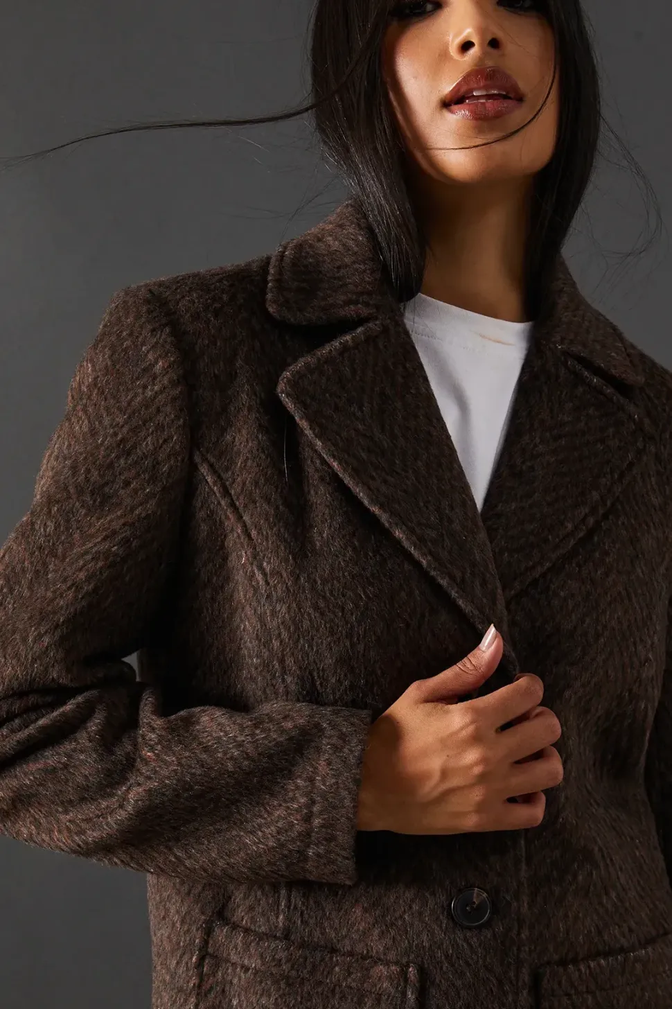 Zig Zag Button Through Coat