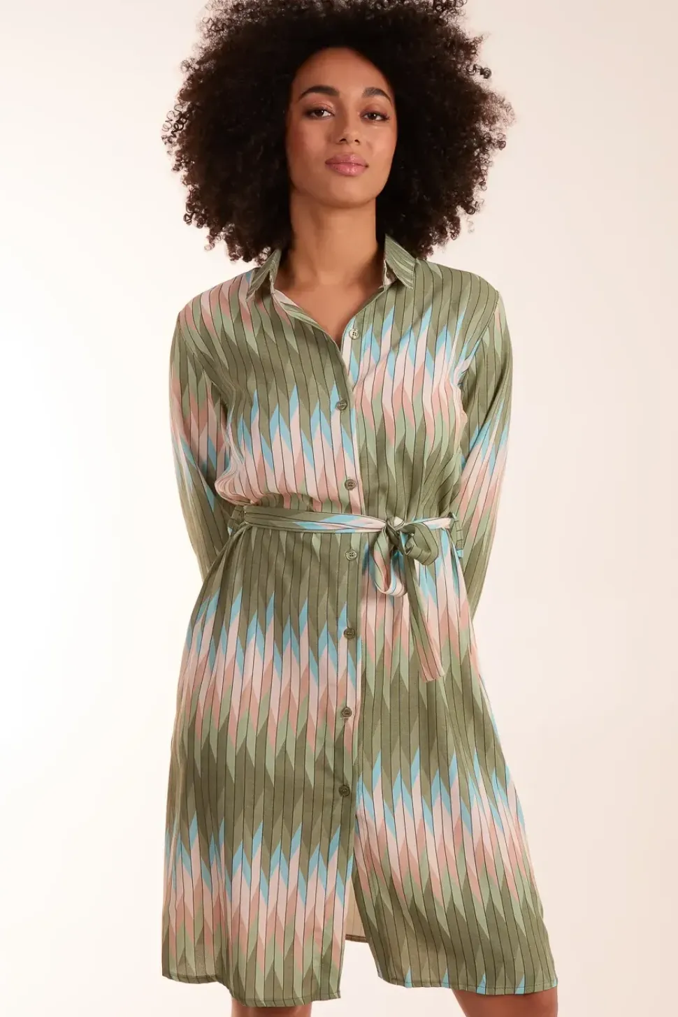 Zig Zag Print Shirt Dress