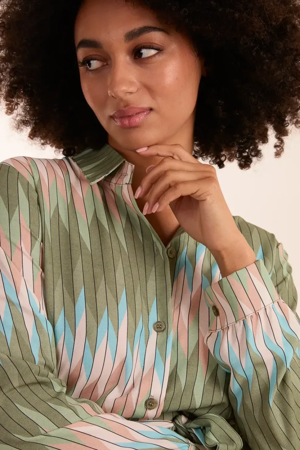 Zig Zag Print Shirt Dress