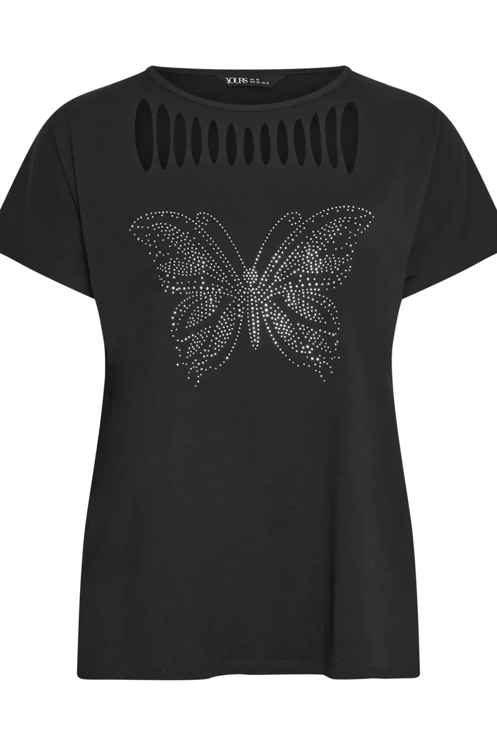 Zip Butterfly Embellished T-Shirt
