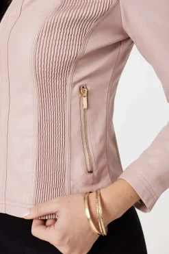 Zip Front Faux Leather Jacket