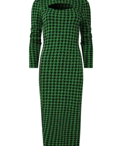 Zip-Front Jacquard Bodycon Dress