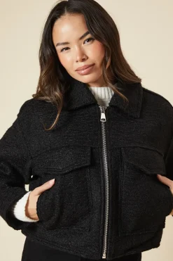 Zip Front Pocket Detail Jacket