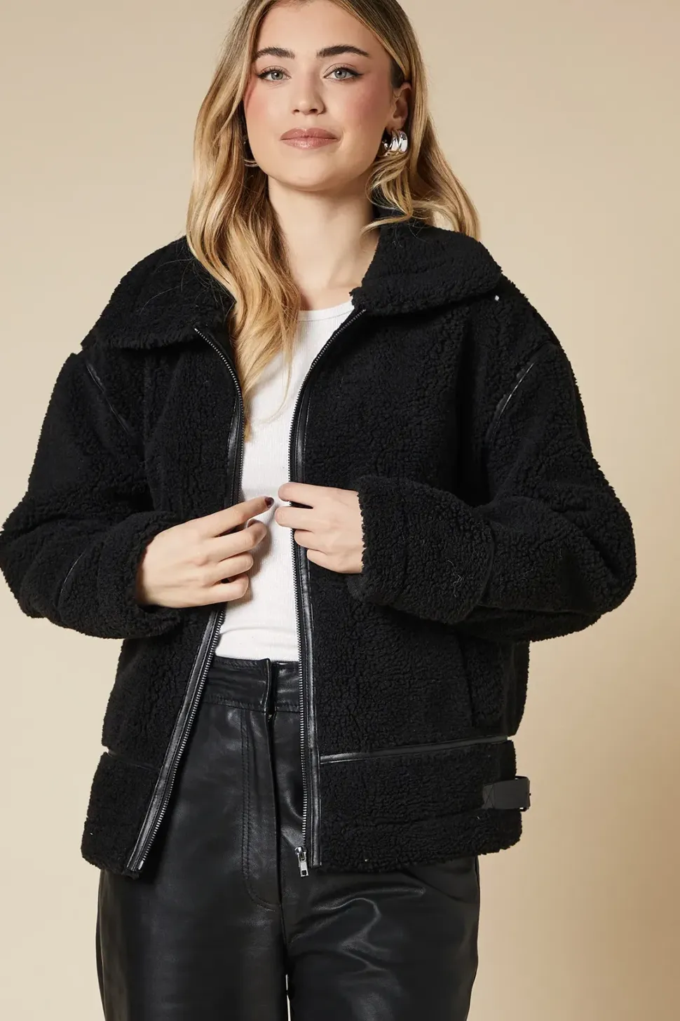 Zip Through Borg Jacket