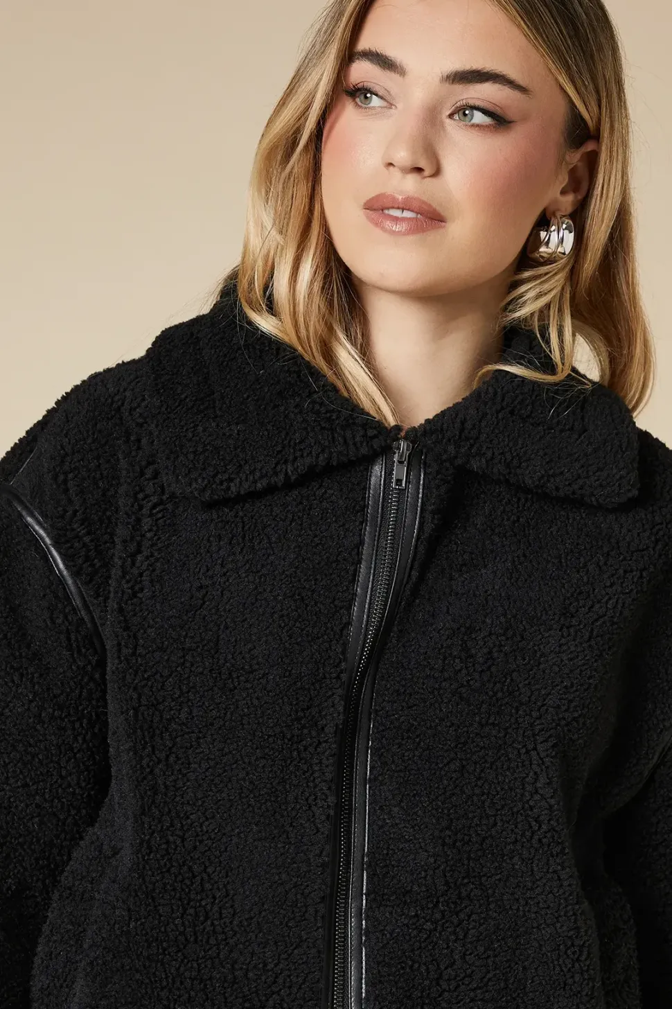 Zip Through Borg Jacket