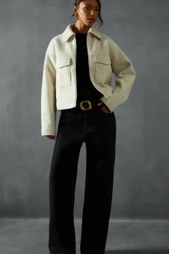 Zip Through Wool Look Jacket
