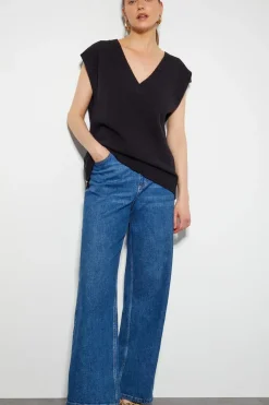 Zuri Zip Detail Knit Tabard Black